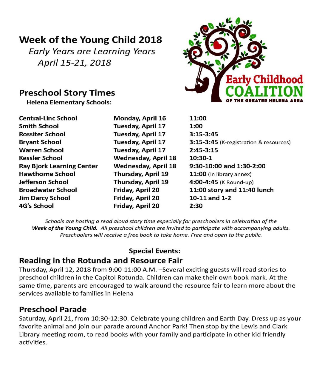 Week of the Young Child 2018 - Check out these Special Events!