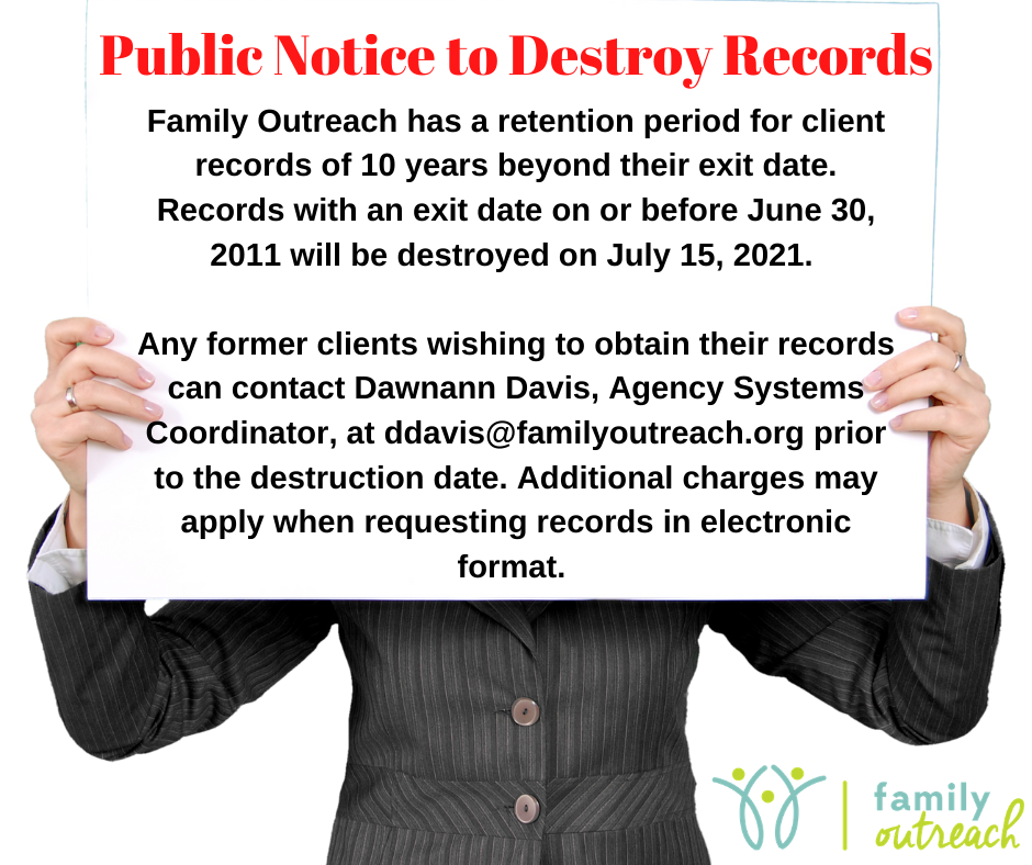 Public Notice to Destroy Records
